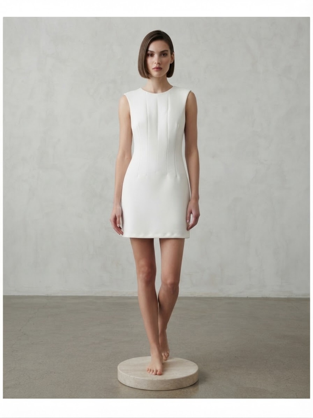 Elliatt White Sleeveless Tailored Mini Dress
